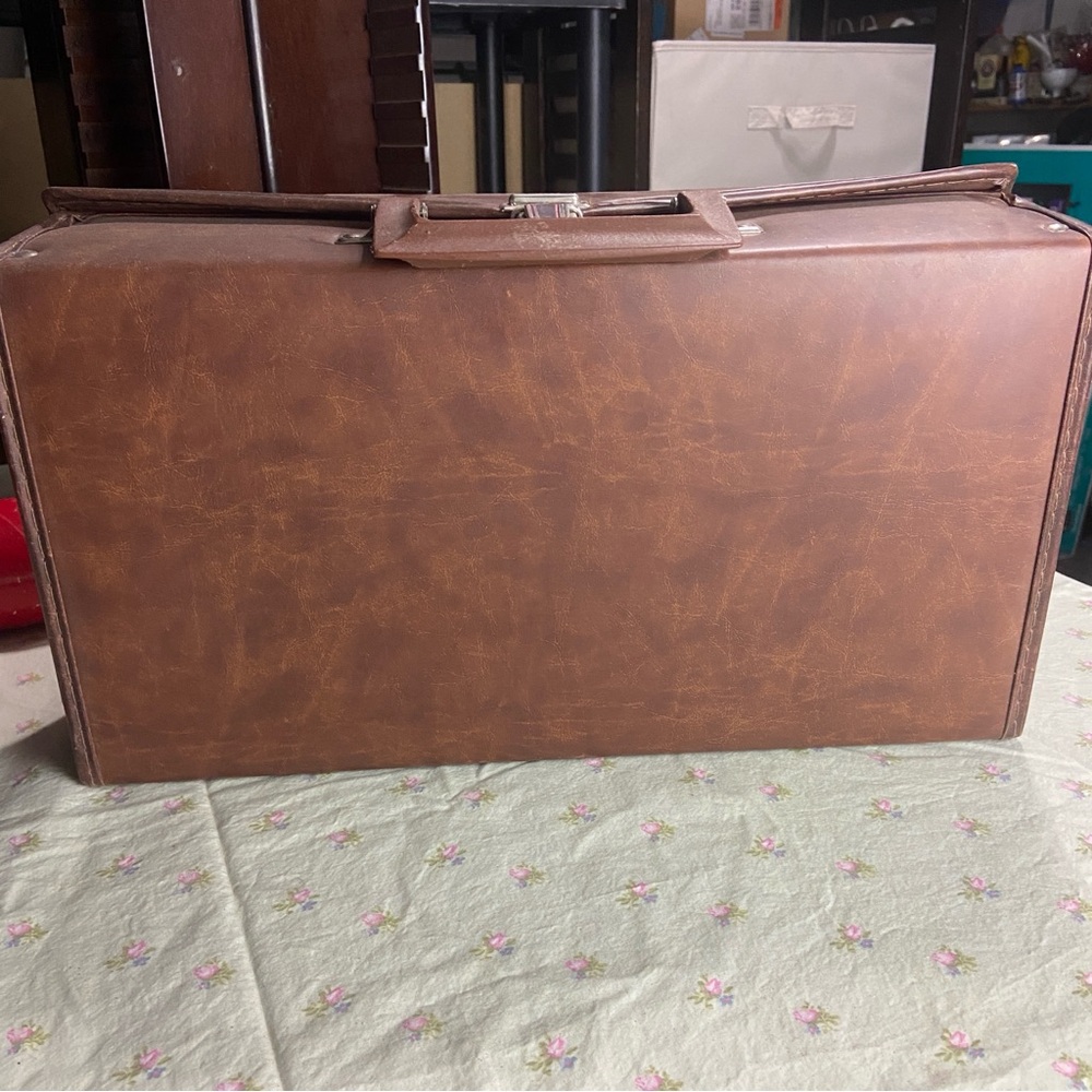 Vintage Brown Faux Leather Cassette Tape Briefcase